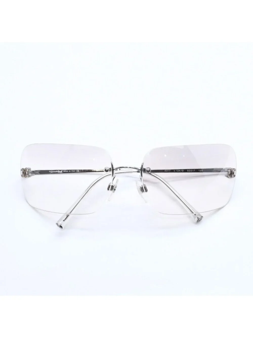 Chanel Rimless Sunglasses CC Logo Gradient Eyewear Silver